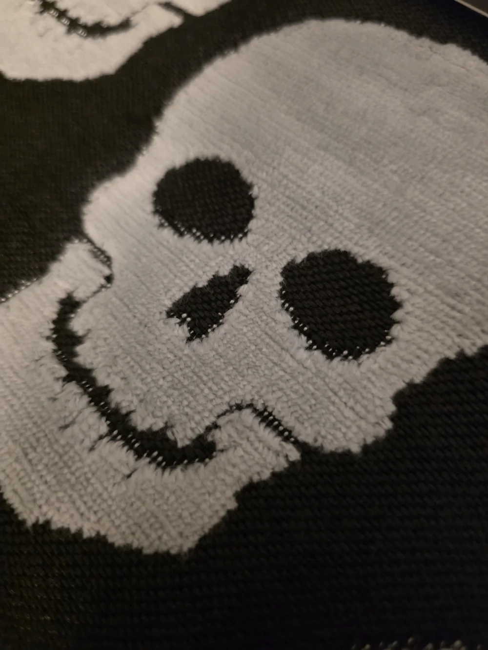Skull Pattern Black and White Table Runner